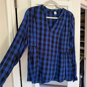 Old Navy - Blue and Black Plaid Blouse